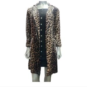 HAVE Leopard Print Open Front Blazer Coat Roll Sleeve M